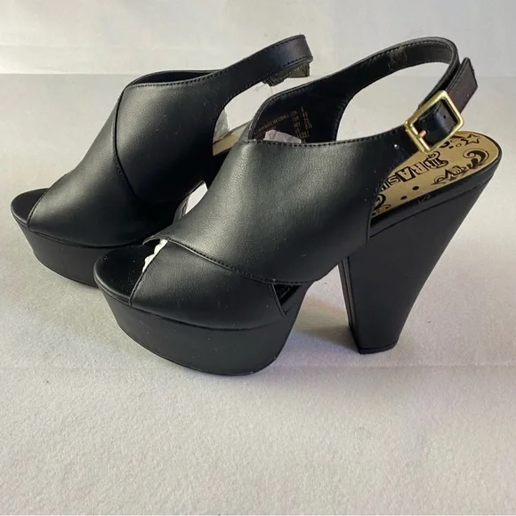 Black Peep Toe Platform Sandals women size 8 NWT 4” heel - Picture 6 of 6